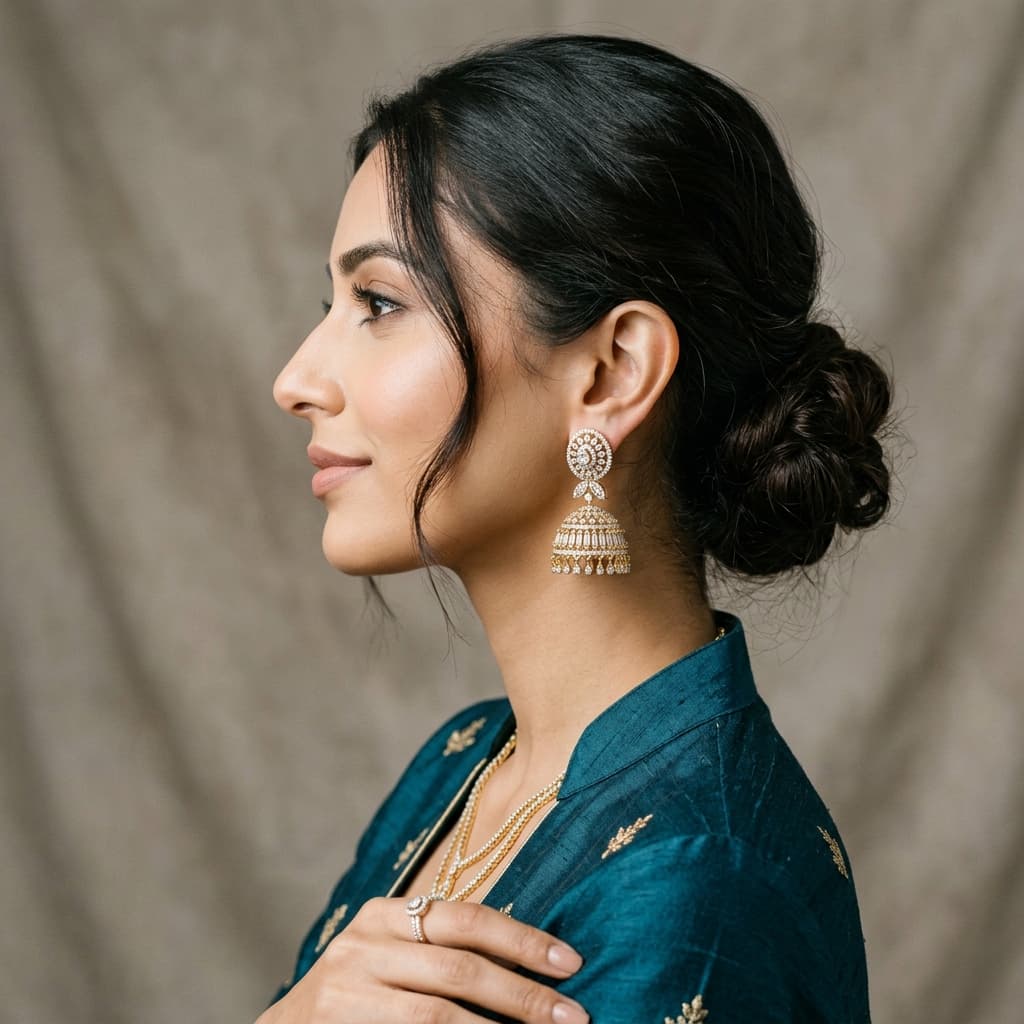 Diamond Jhumka Earrings — view 2