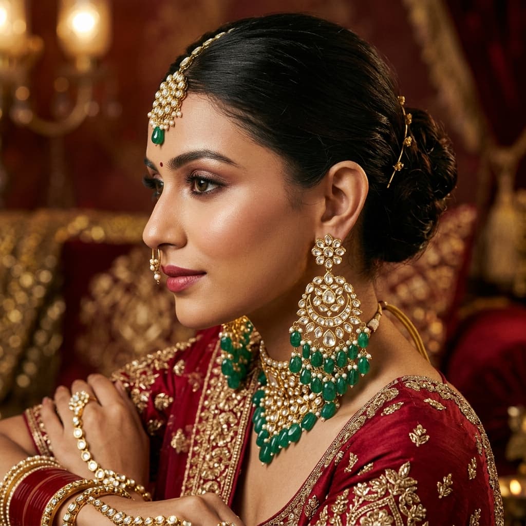 Polki Diamond Drop Earrings — view 2