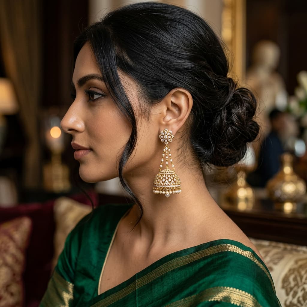 Diamond jhumka earrings in 18kt gold