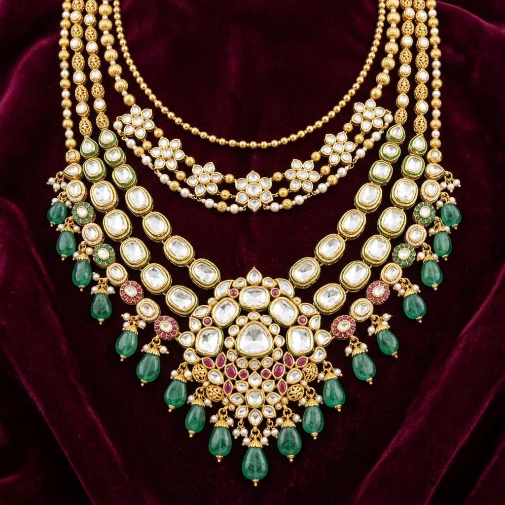 Diamond Polki Bridal Necklace — view 2