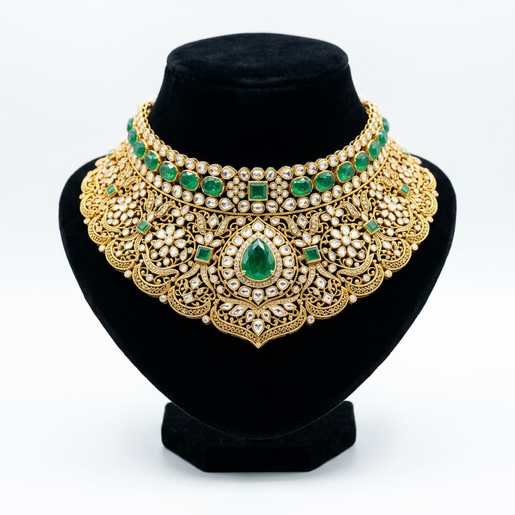 Exquisite polki diamond & precious stone jewellery