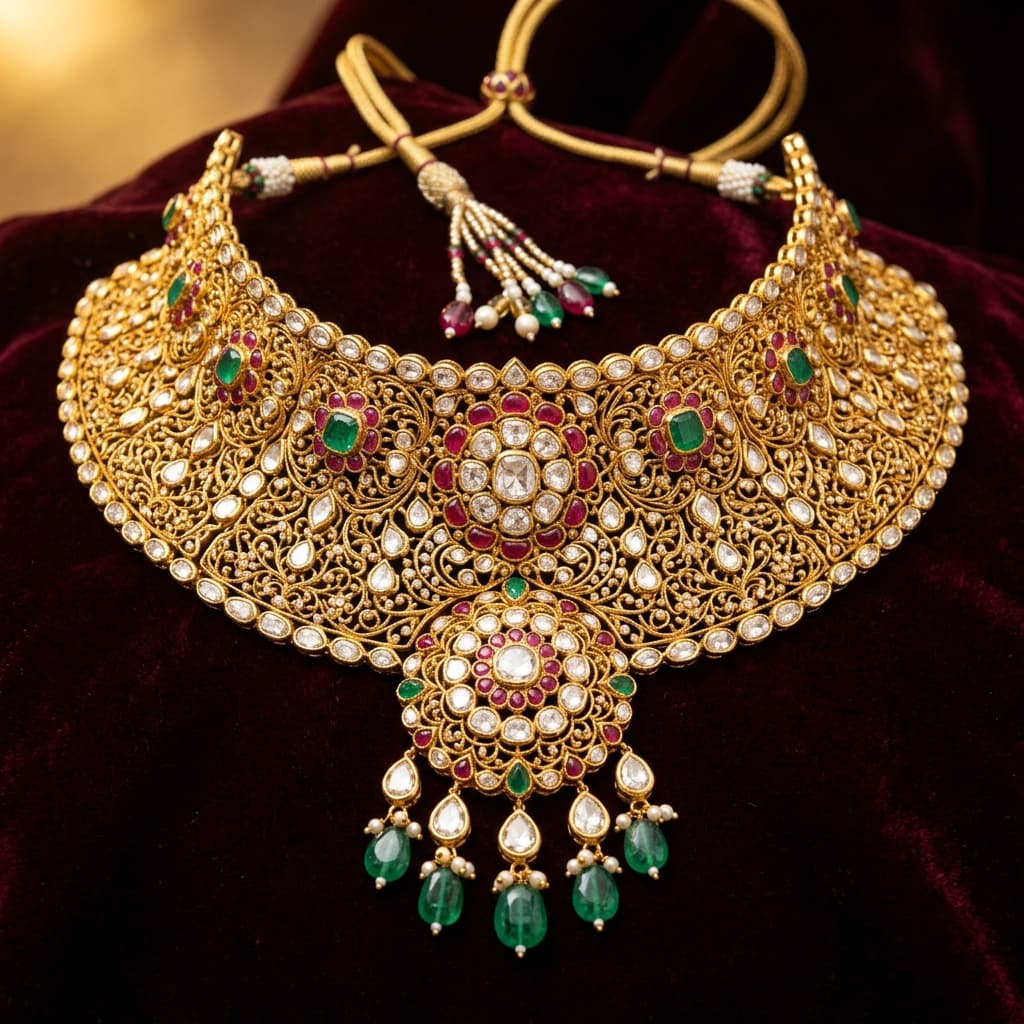 Gold polki collar necklace — fine jewellery collection